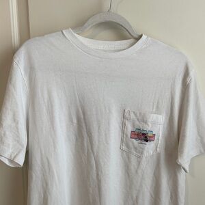 Vineyard Vines White Tee with Colorful Pocket Graphic